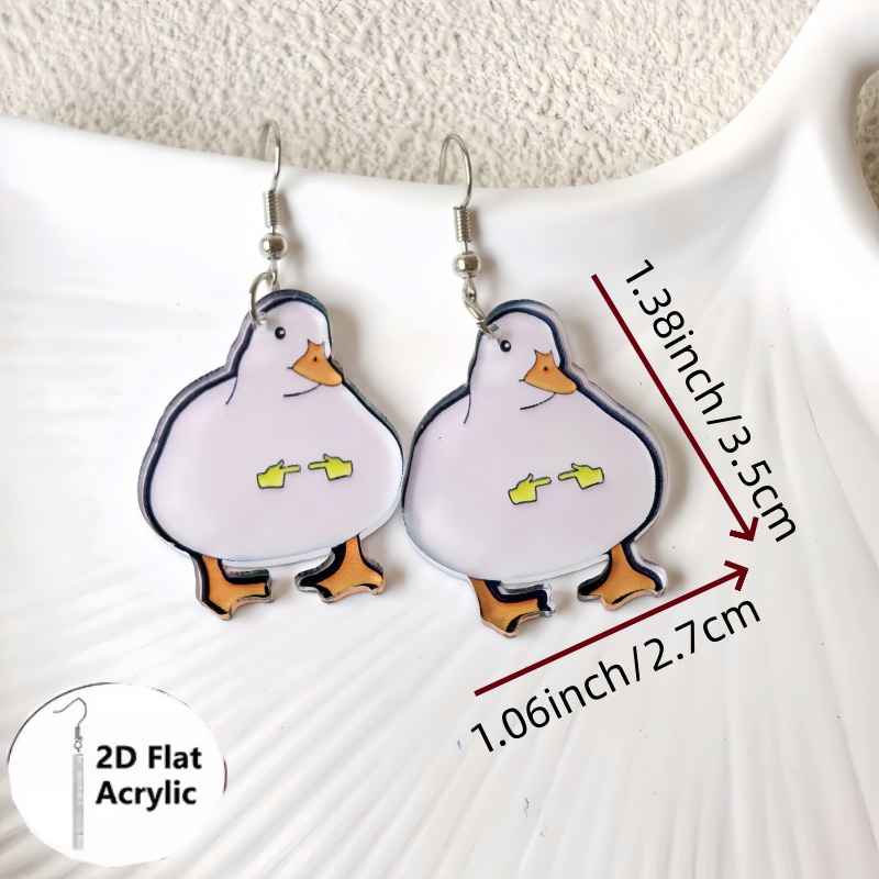 Handmade Shiny Acrylic Duck Statement Earrings